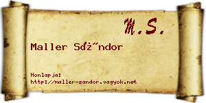 Maller Sándor névjegykártya
